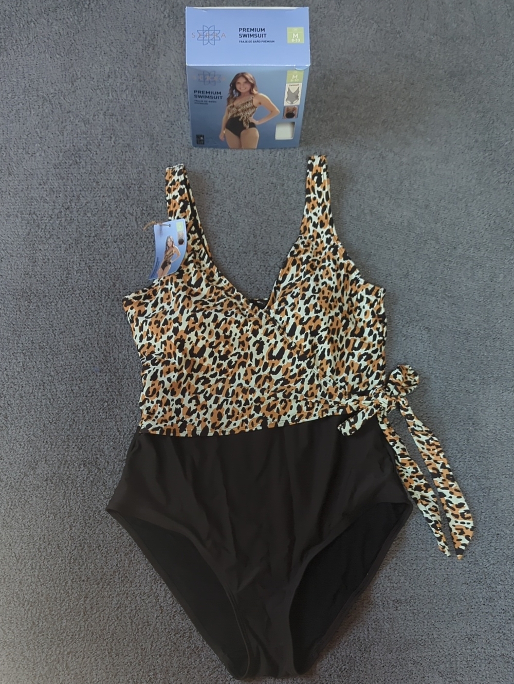 Leopard Print One-Piece Swimsuit with Side Tie